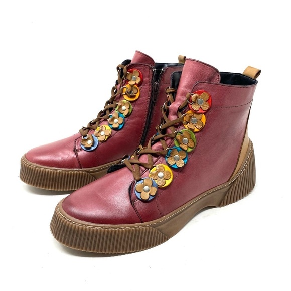SPRING STEP YEBA Leather BOOTS Bordeaux Multi - Picture 2 of 7